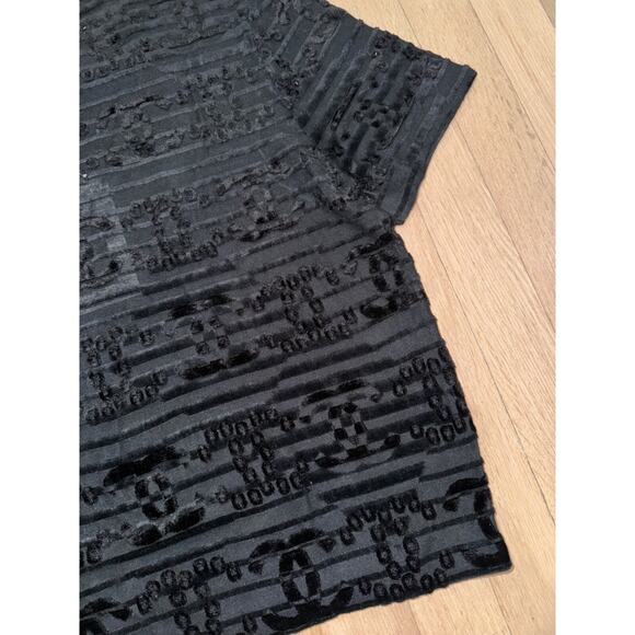 Chanel 21C Black Flocked Velvet CC Logo Top Short Sleeve Tee T Shirt S Small - Picture 14 of 16